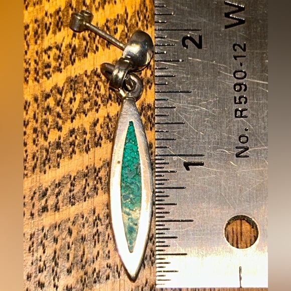 🌸 Host Pick! 🌸 Mexico Sterling Silver Turquoise Vintage Earrings - Picture 2 of 3